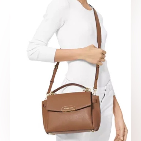 MICHAEL Michael Kors Tan / Brown Rochelle Top Handle Satchel Handbag - Picture 12 of 14